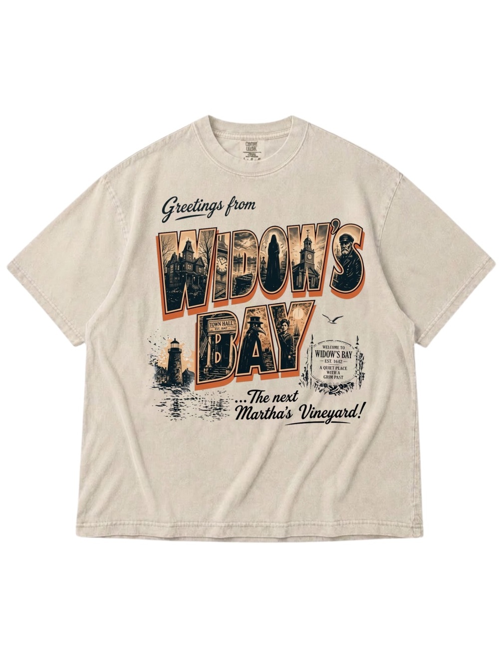 Comfort Colors Widow's Bay Graphic Short Sleeve Tee - Cream & Orange